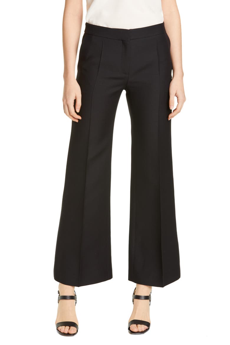 Wool & Silk Straight Leg Ankle Pants, Main, color, NERO