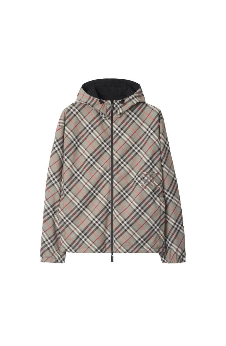 Burberry Reversible Check Hooded Jacket, Alternate, color, Mauve Grey