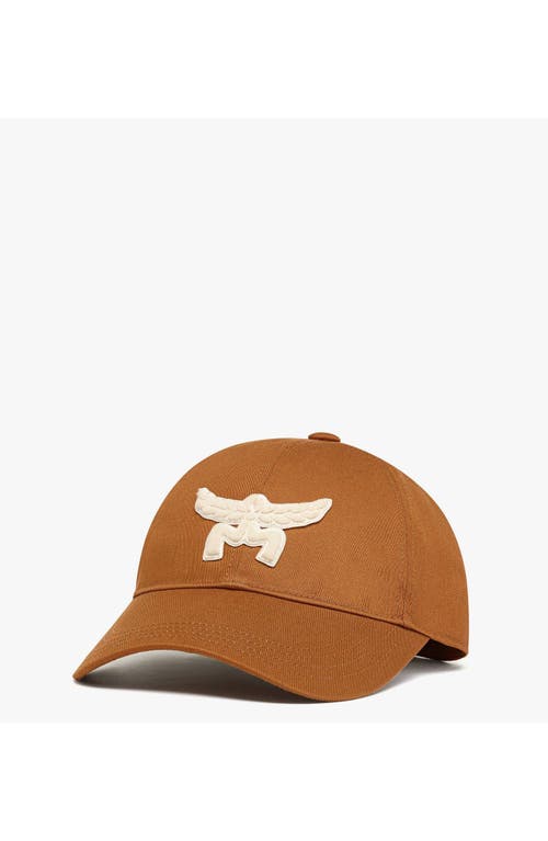 Mcm Essential Logo Cap In Cotton Twill In Cognac