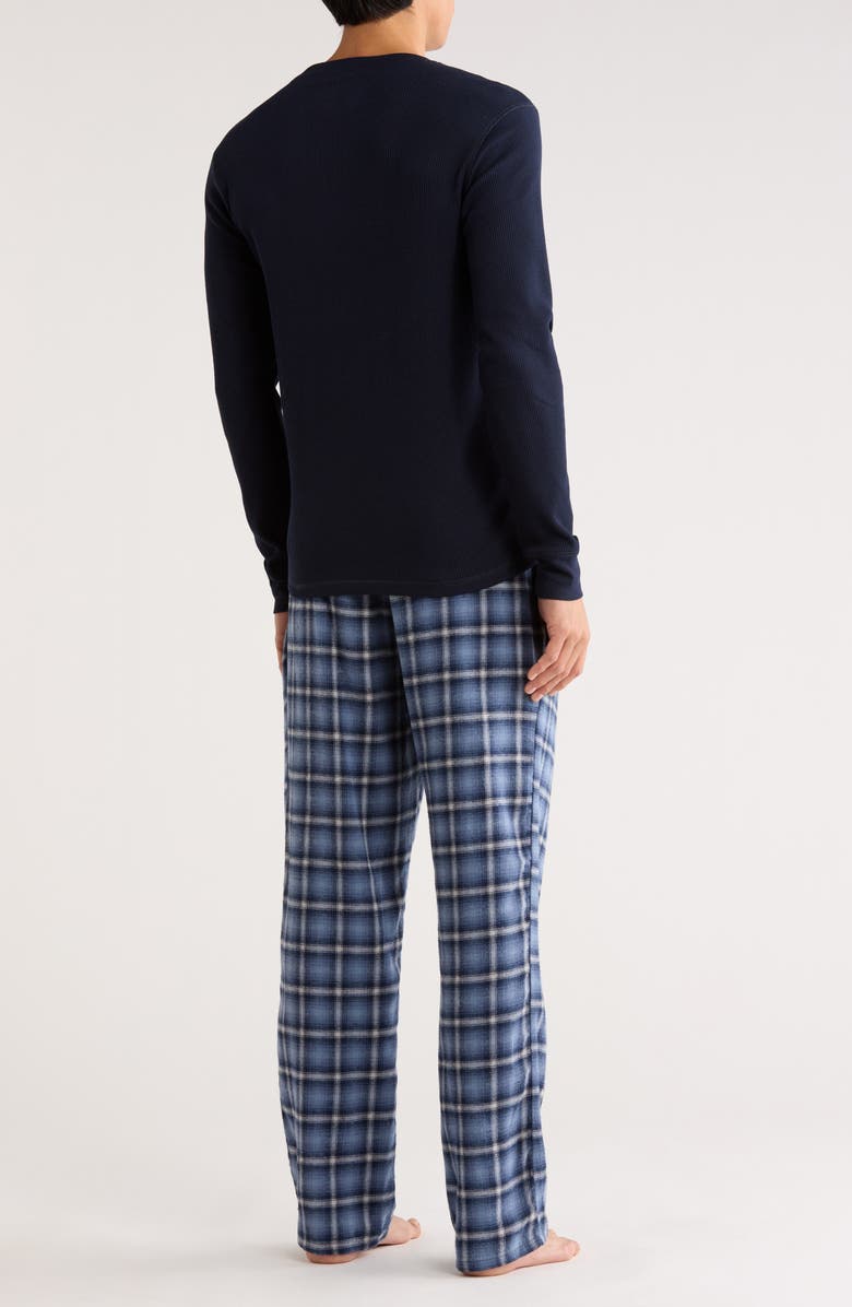 Columbia Long Sleeve Thermal Shirt & Plaid Flannel Pants Pajamas, Alternate, color, Collegiate Nvy/ Swtch Trt