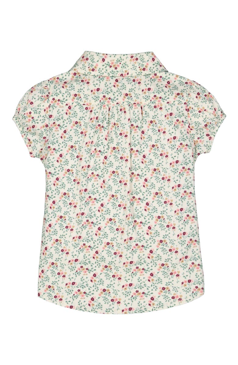 Hope & Henry Baby Girls' Ruffle Front Shirt with Puff Sleeves, Infant, Alternate, color, Ivory Fall Floral