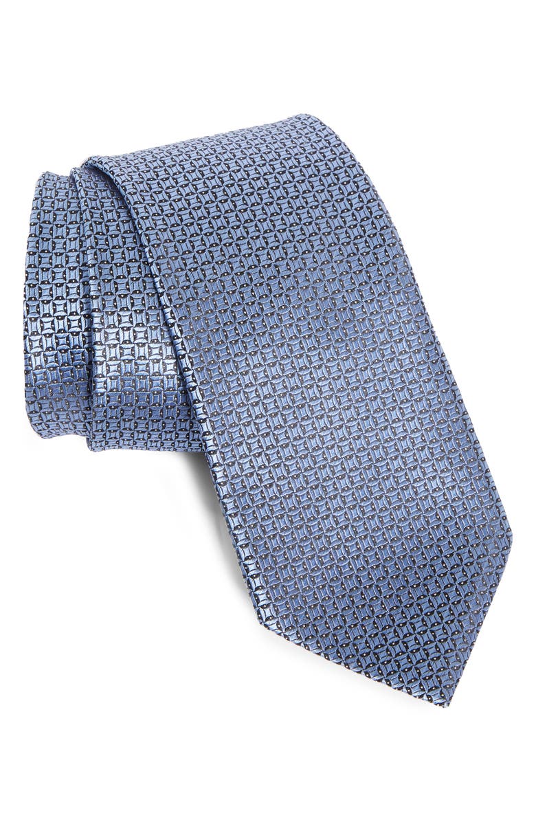 ZEGNA TIES Cento Fili Blue Silk Jacquard Tie, Main, color, 