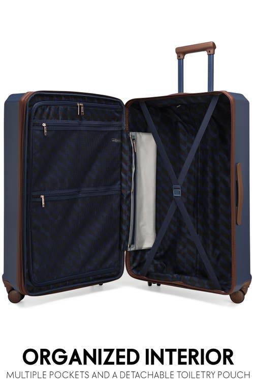 Elle Luxe Journey 3 Piece Expandable Retro Spinner Luggage Set In Blue