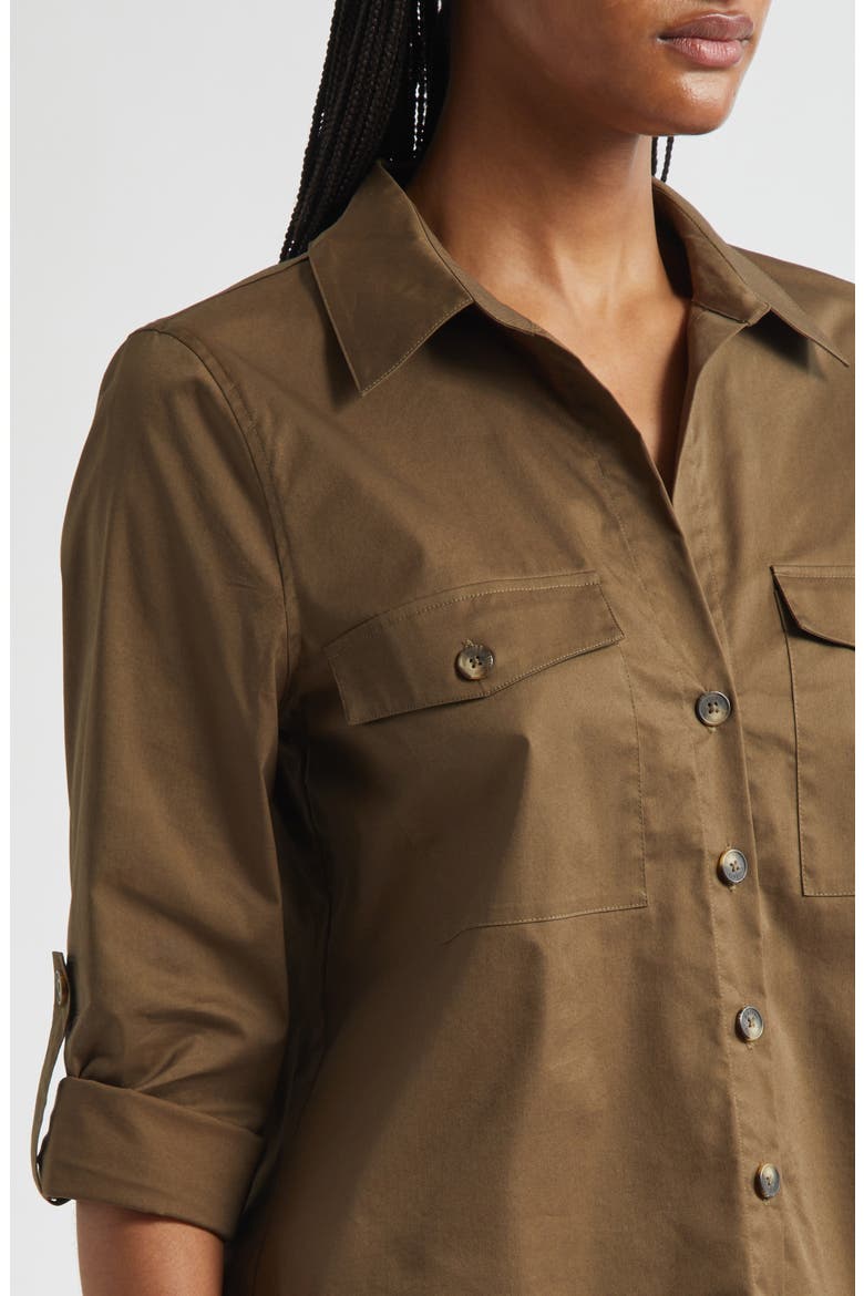 Pearson Woven Military Shirt, Alternate, color, PINE