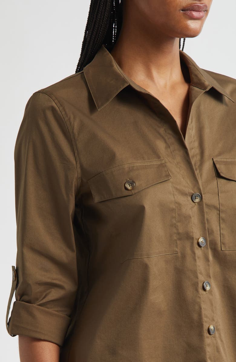 L'AGENCE Pearson Woven Military Shirt, Alternate, color, Pine