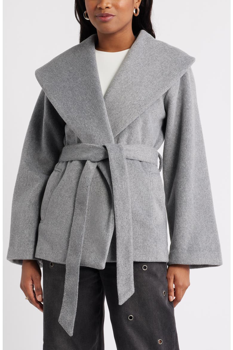 Wrap Robe Coat, Main, color, GREY HEATHER