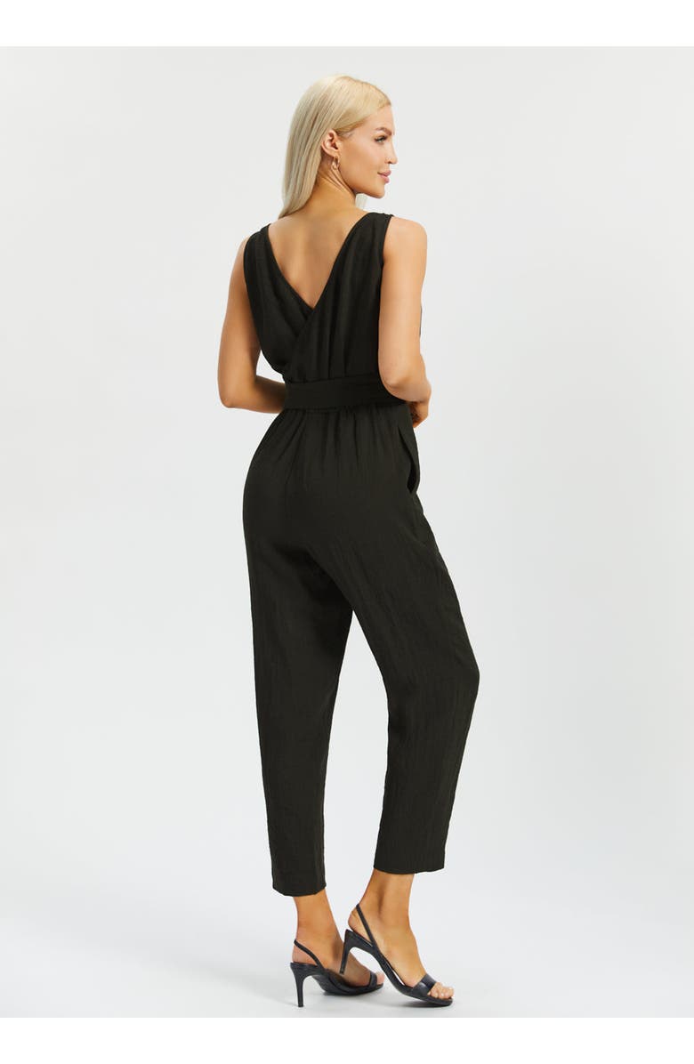Betabrand Drift Jumpsuit Linenette, Alternate, color, Black