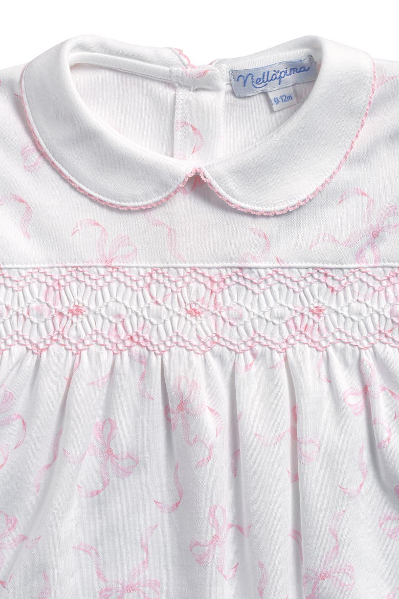 Charming Bows Print Smocked Footie - Baby, Alternate, color, Pink