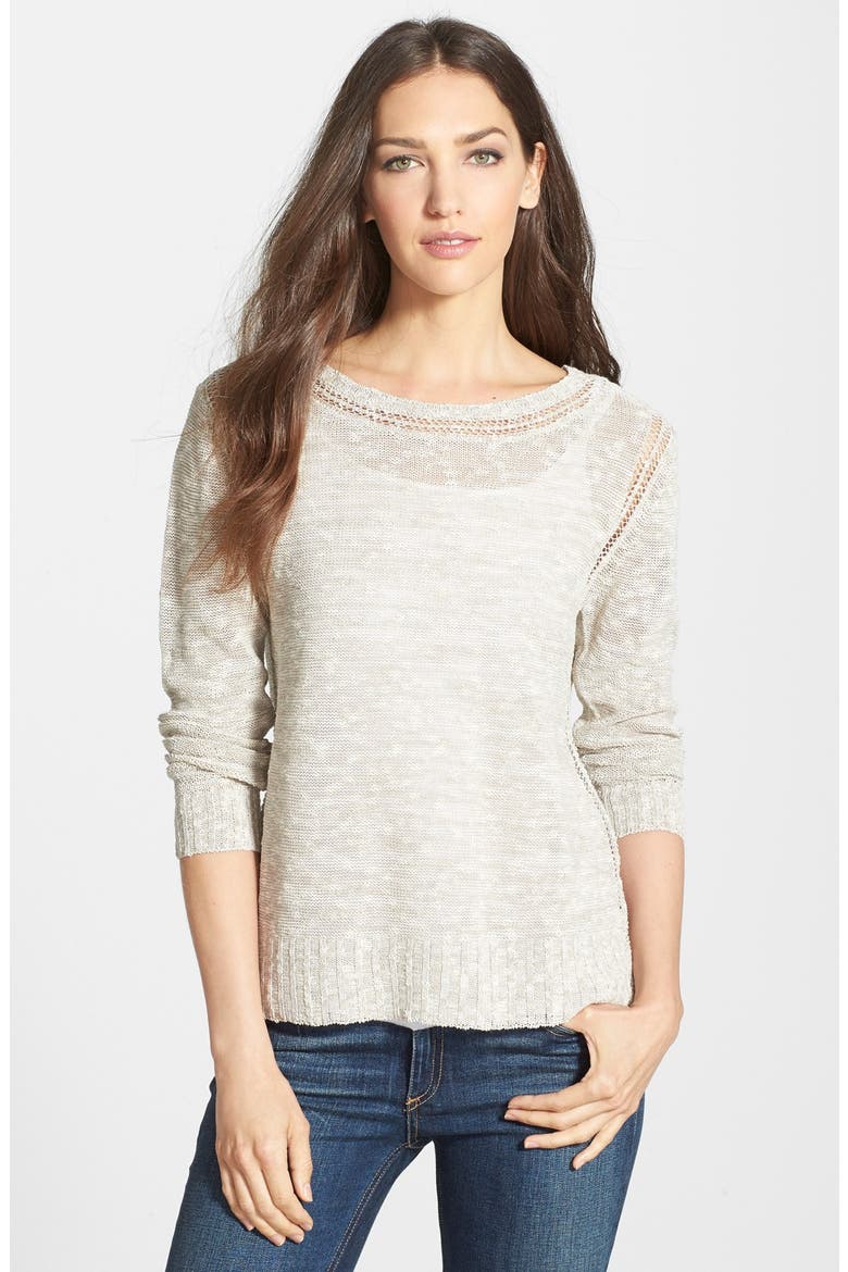Ballet Neck Knit Top, Main, color, PEBBLE