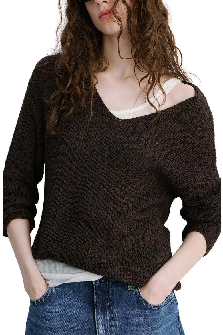 V-Neck Sweater, Main, color, CHOCOLATE