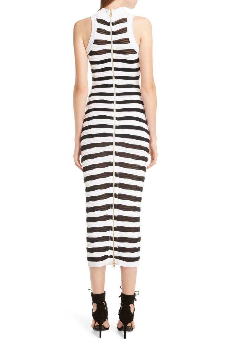 Stripe Knit Midi Dress, Alternate, color, NOIR/ BLANC