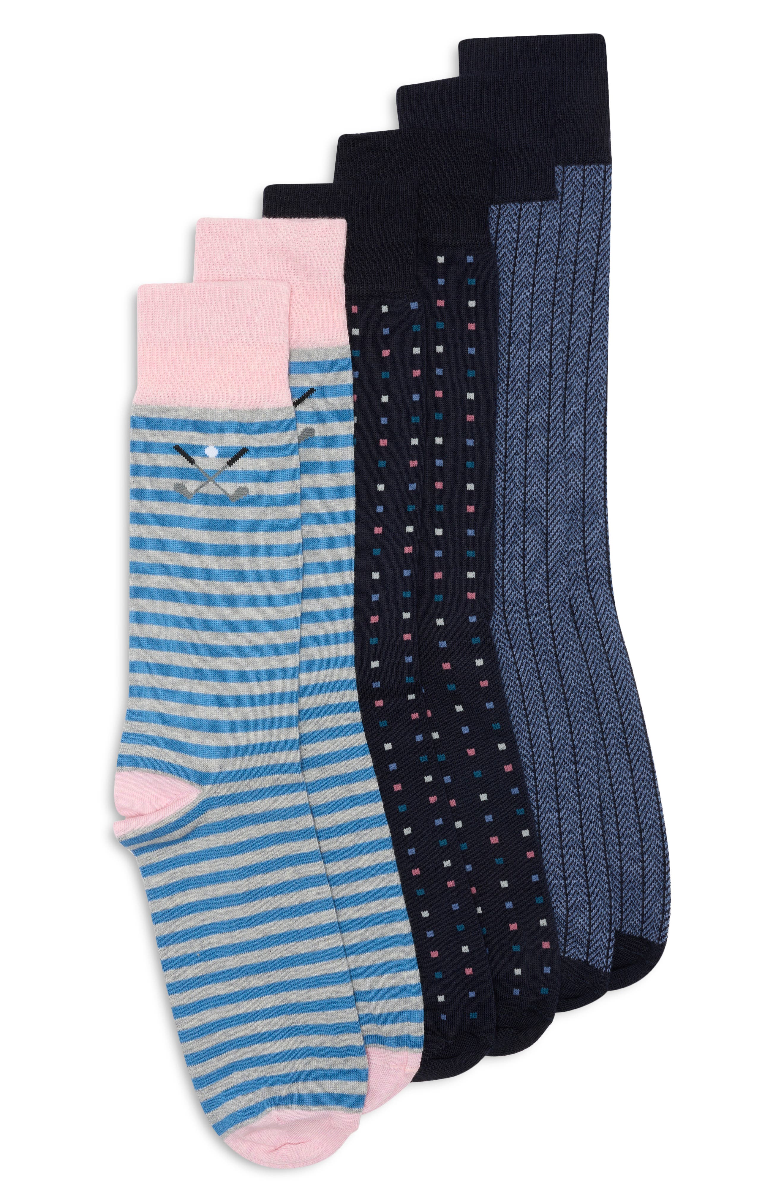 3-Pack Stripe Hockey Stick Dress Socks