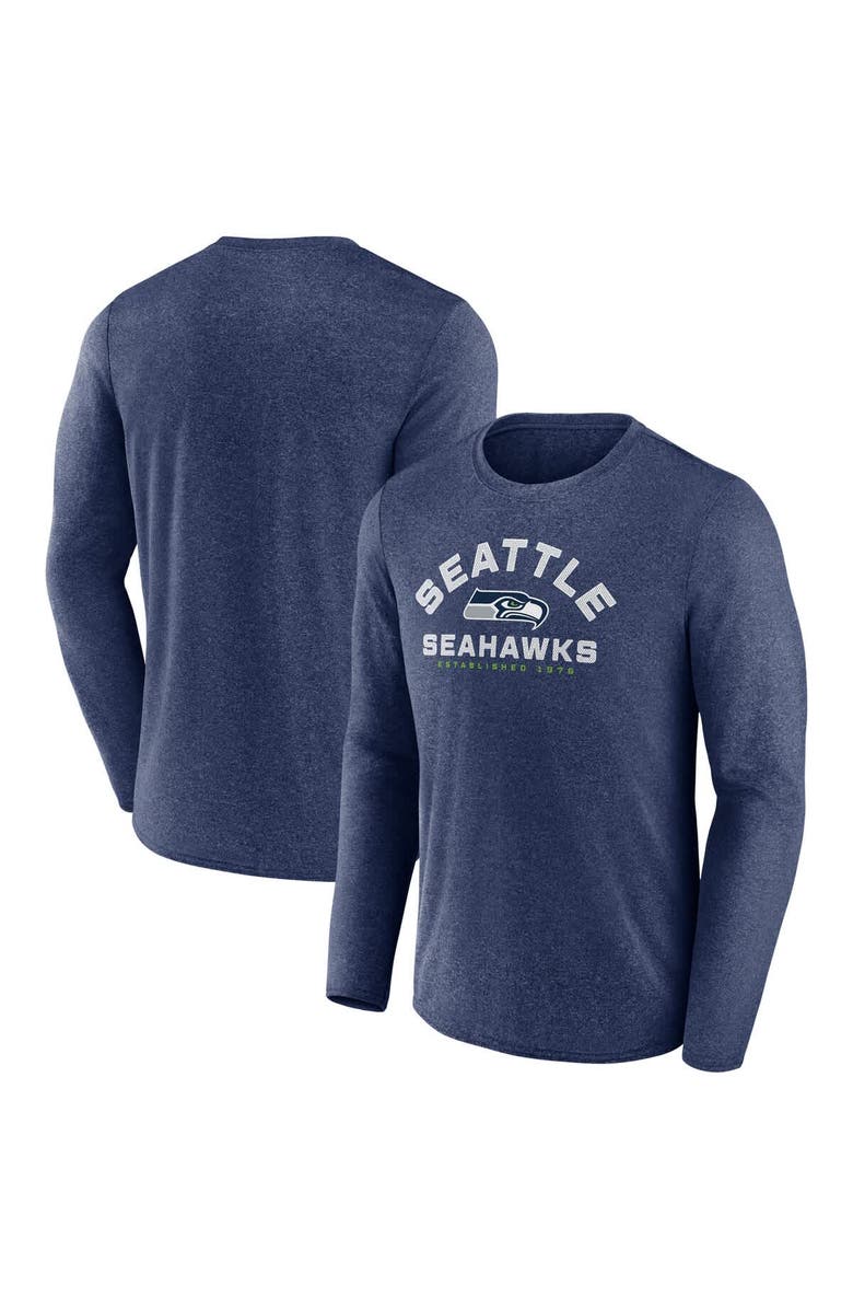FANATICS Men's Fanatics Heather College Navy Seattle Seahawks Tech Arc Long Sleeve T-Shirt, Main, color, Heather Navy