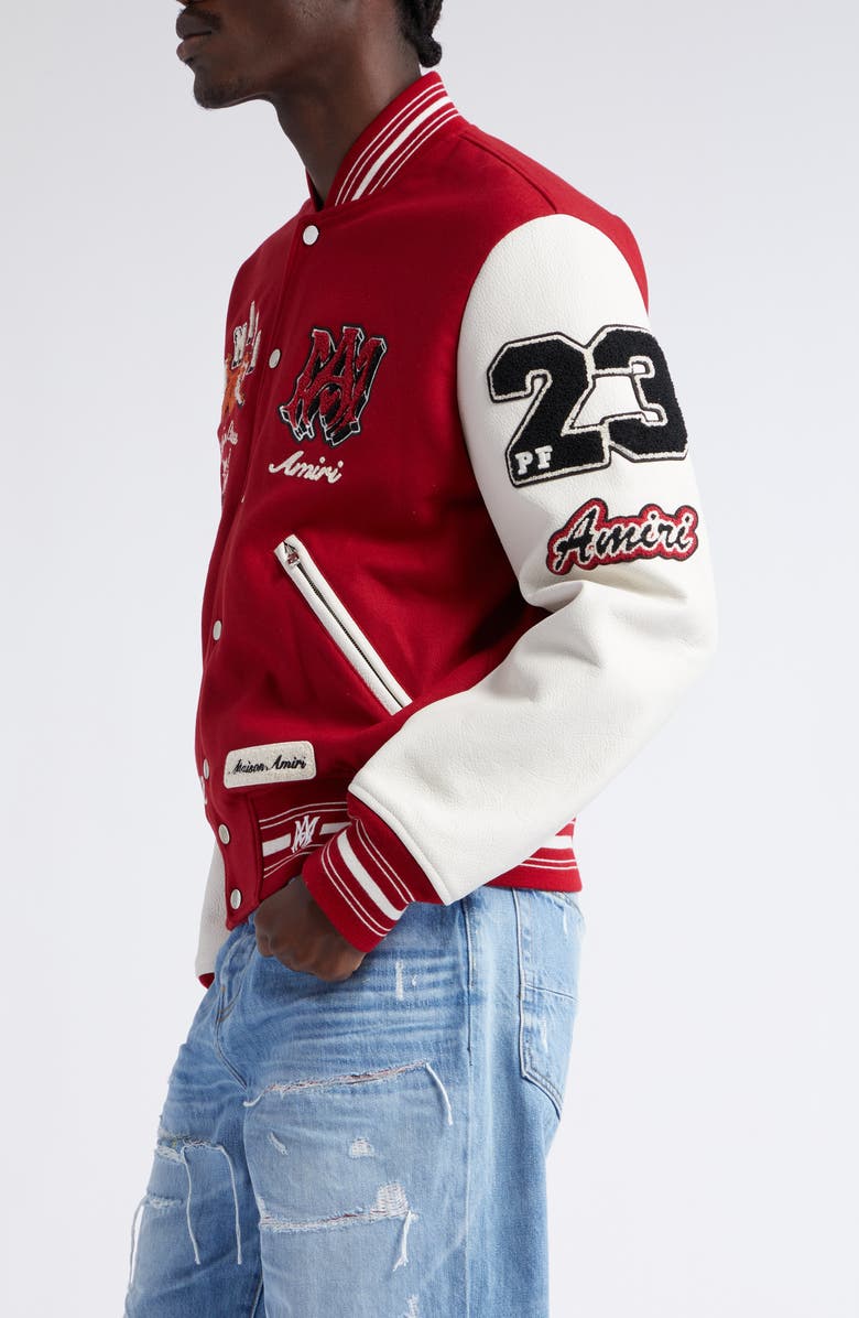 AMIRI Tiger Patch Varsity Jacket, Alternate, color, 