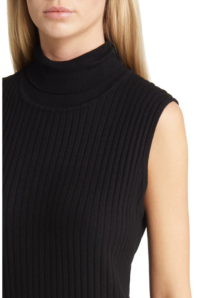 Fringe Turtleneck Sweater Dress, Alternate, color, BLACK
