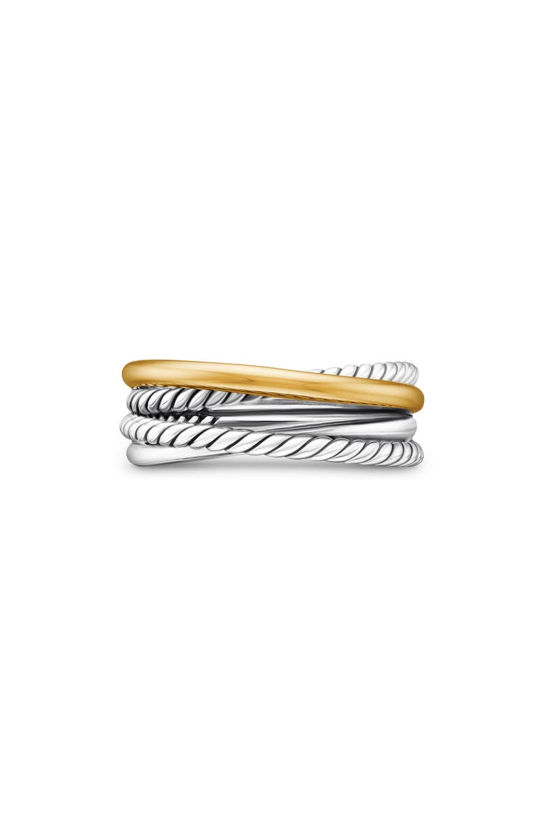 David Yurman Crossover Narrow Ring with 18K Gold, Main, color, Silver/ Gold