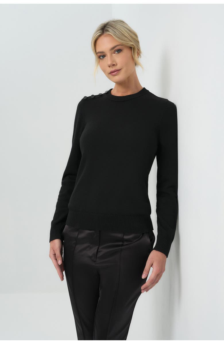 Anatomie Seneca Cashmere Blend Sweater with Scarf, Alternate, color, Black