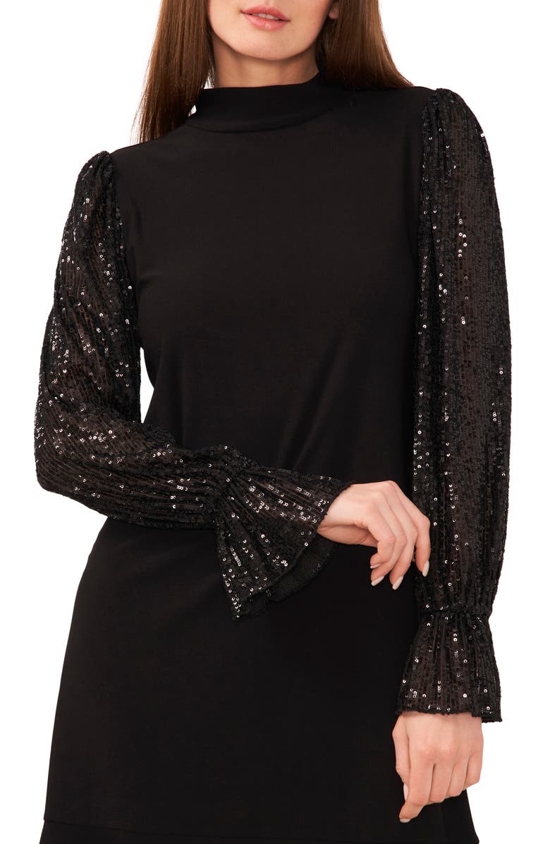 CeCe Sequin Long Sleeve Dress, Alternate, color,