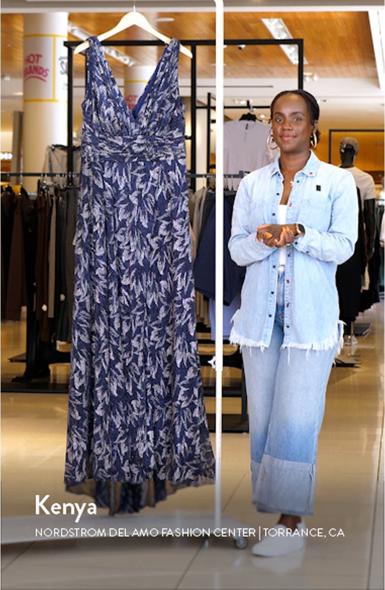 Metallic Floral A-Line Gown, sales video thumbnail