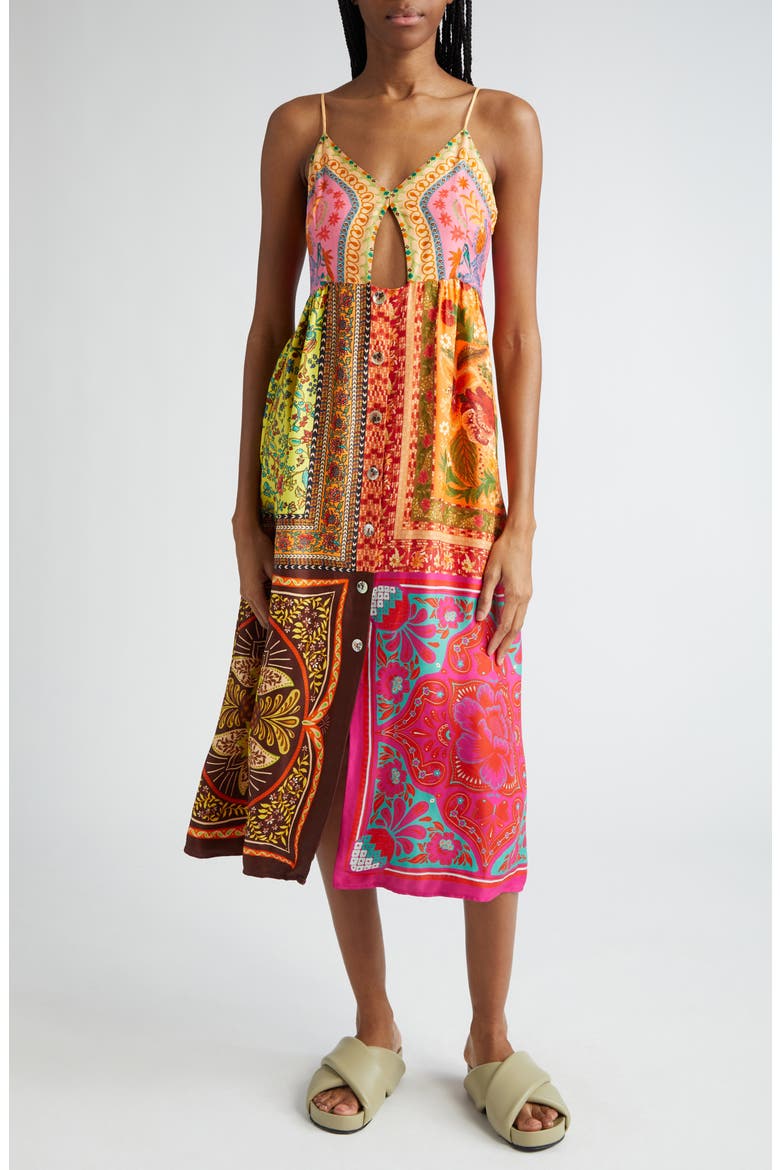 Mixed Scarves Cutout Sundress, Main, color, MIXED SCARVES MULTICOLOR