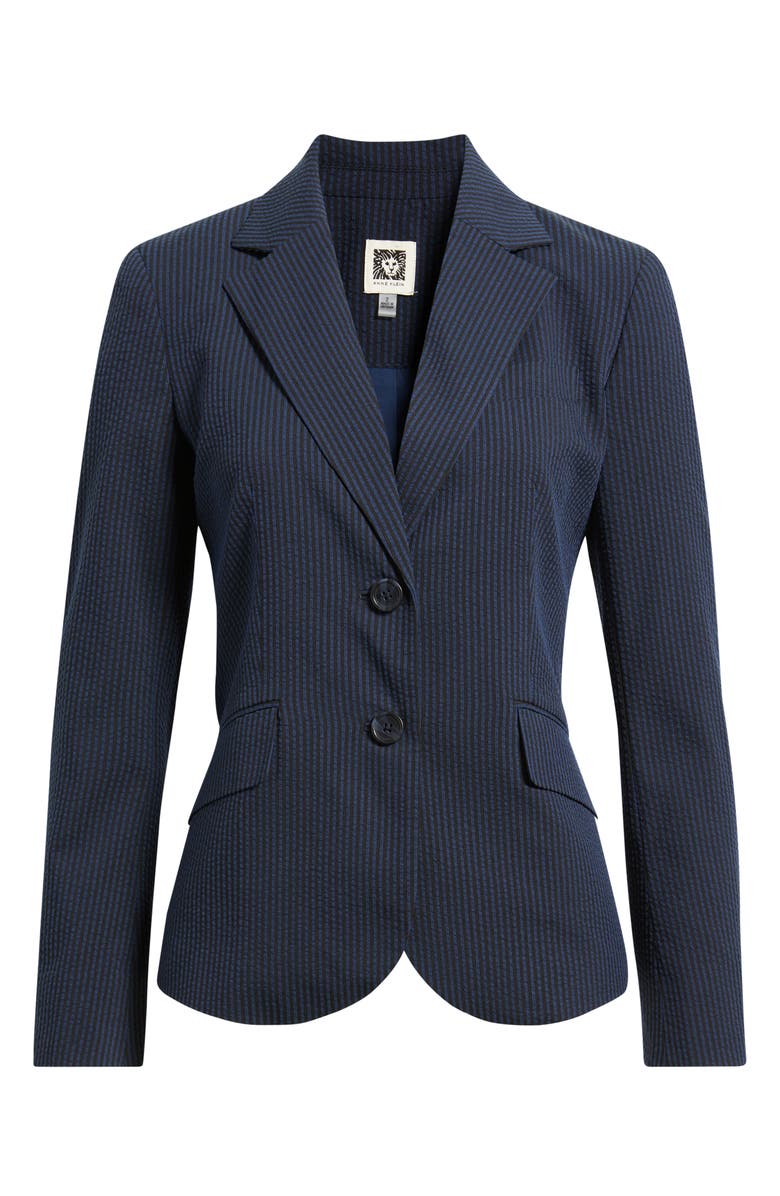 Anne Klein Stripe Seersucker Blazer, Alternate, color, Mountain