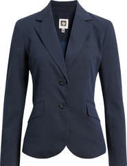 Anne Klein Stripe Seersucker Blazer