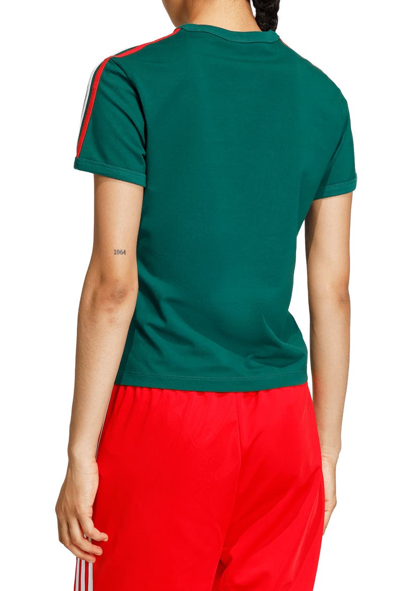 3-Stripes Slim Fit T-Shirt, Alternate, color, TEAM GREEN/ WHITE/ SCARLET