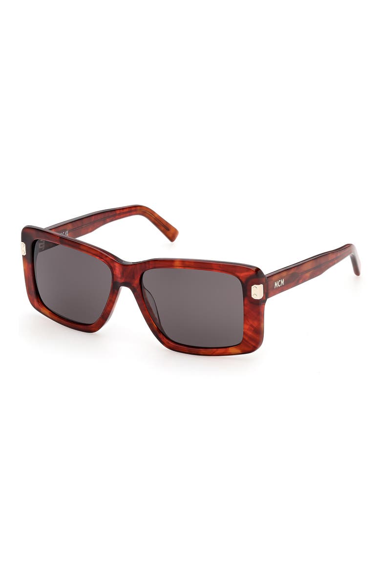 55mm Rectangular Gradient Sunglasses, Alternate, color, RED SMOKE