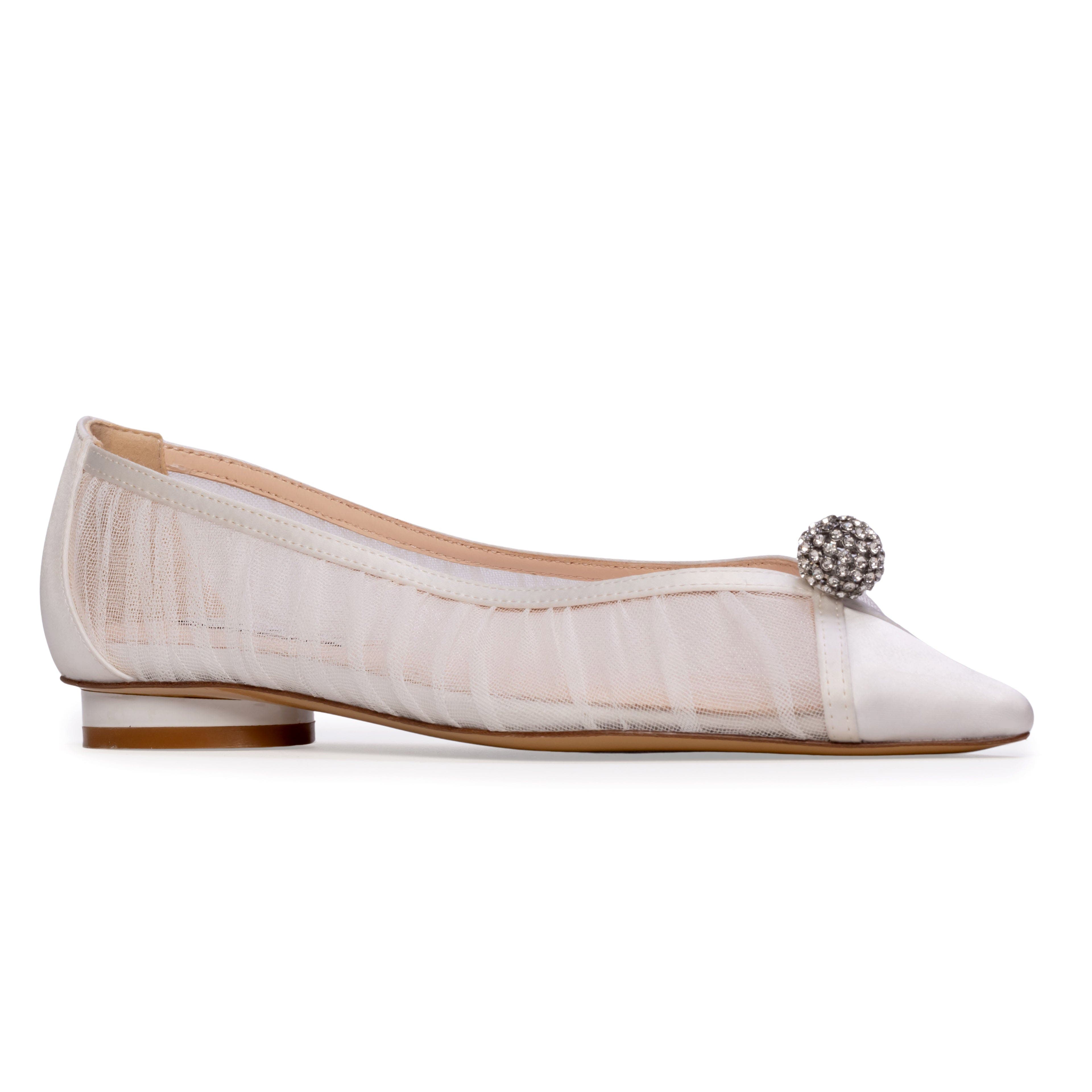 Anne Barge Sabine Flat, Alternate, color, White Tulle