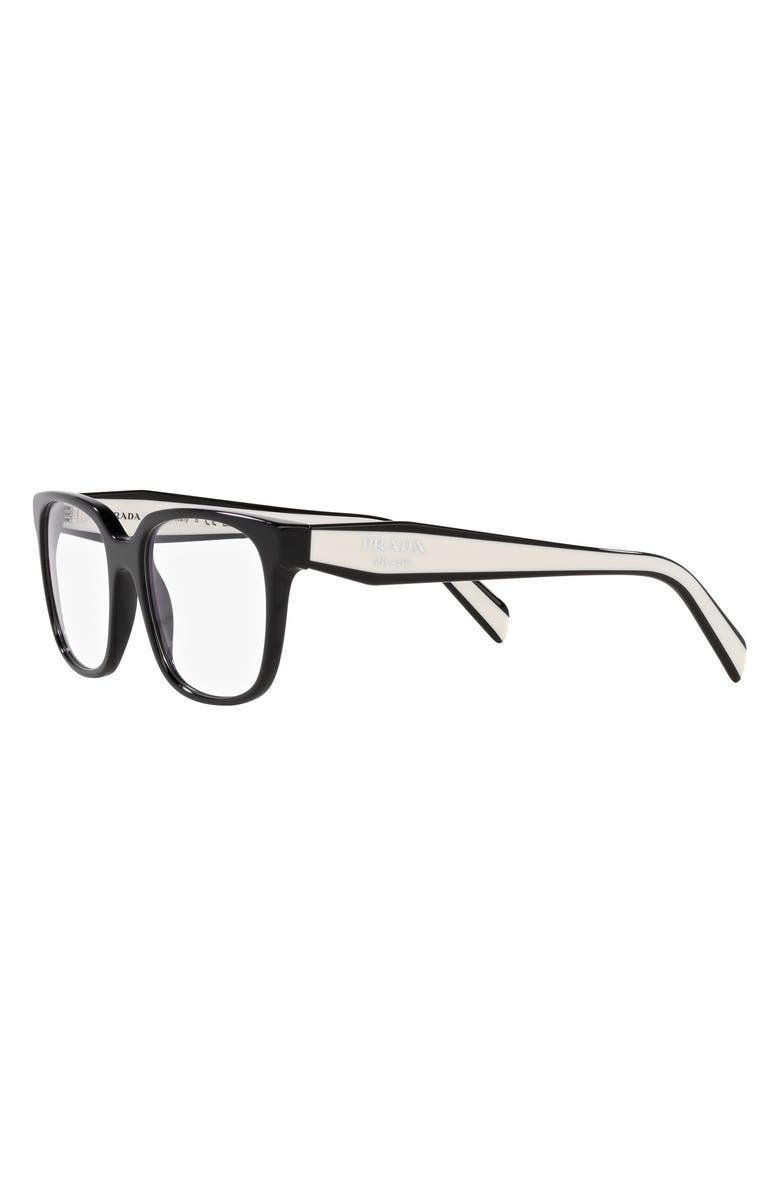 Prada 52mm Rectangular Optical Glasses, Alternate, color, 