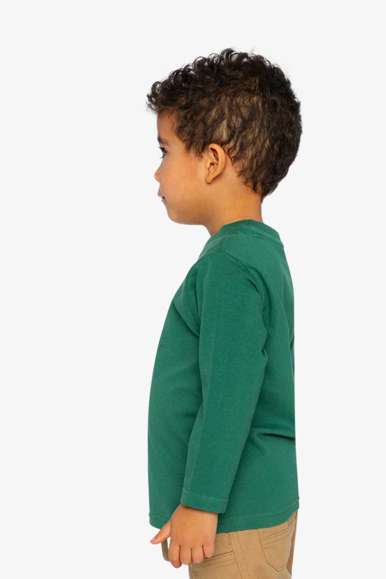 Organic Cotton Dino Appliqué Crew Neck Long Sleeve T-Shirt, Alternate, color, Green
