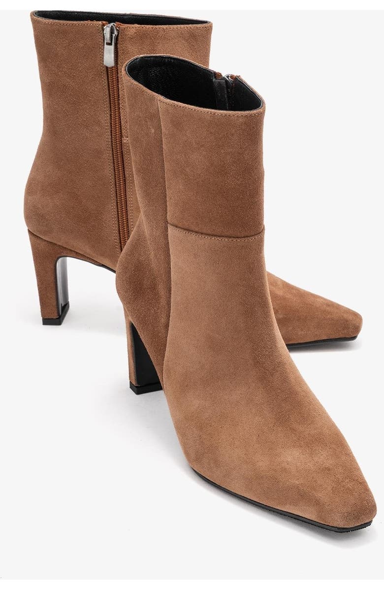 Forever & Always Shoes Kyoto Leather Block Heel Boot, Alternate, color, Cognac Suede Leather