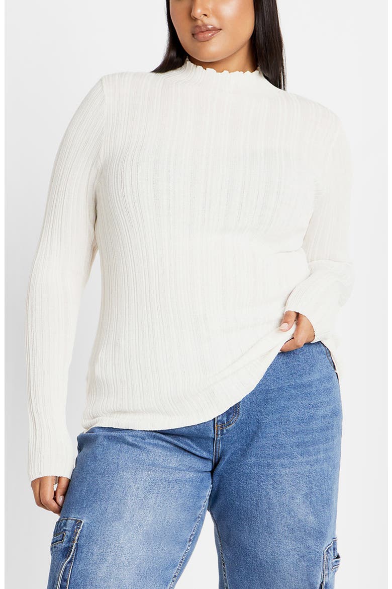 Crinkle Mock Neck Sweater, Main, color, CREAM
