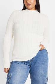 City Chic Crinkle Mock Neck Sweater