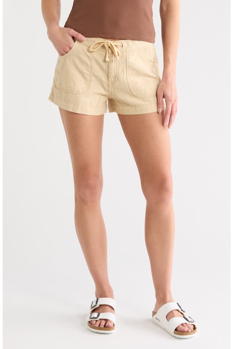 Linen & Cotton Shorts, Main, color, BISCOTTI