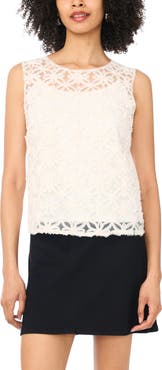 Vince Camuto Flower Appliqué Sleeveless Top
