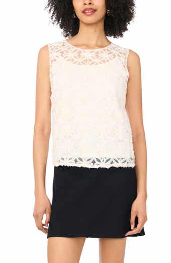 Flower Appliqué Sleeveless Top