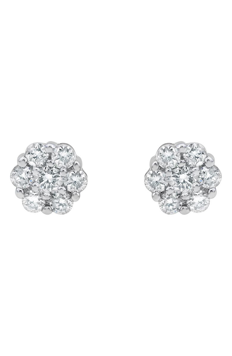LuvMyJewelry Lab Grown Diamond Floral Cluster Stud Earrings, Alternate, color, 14K White Gold