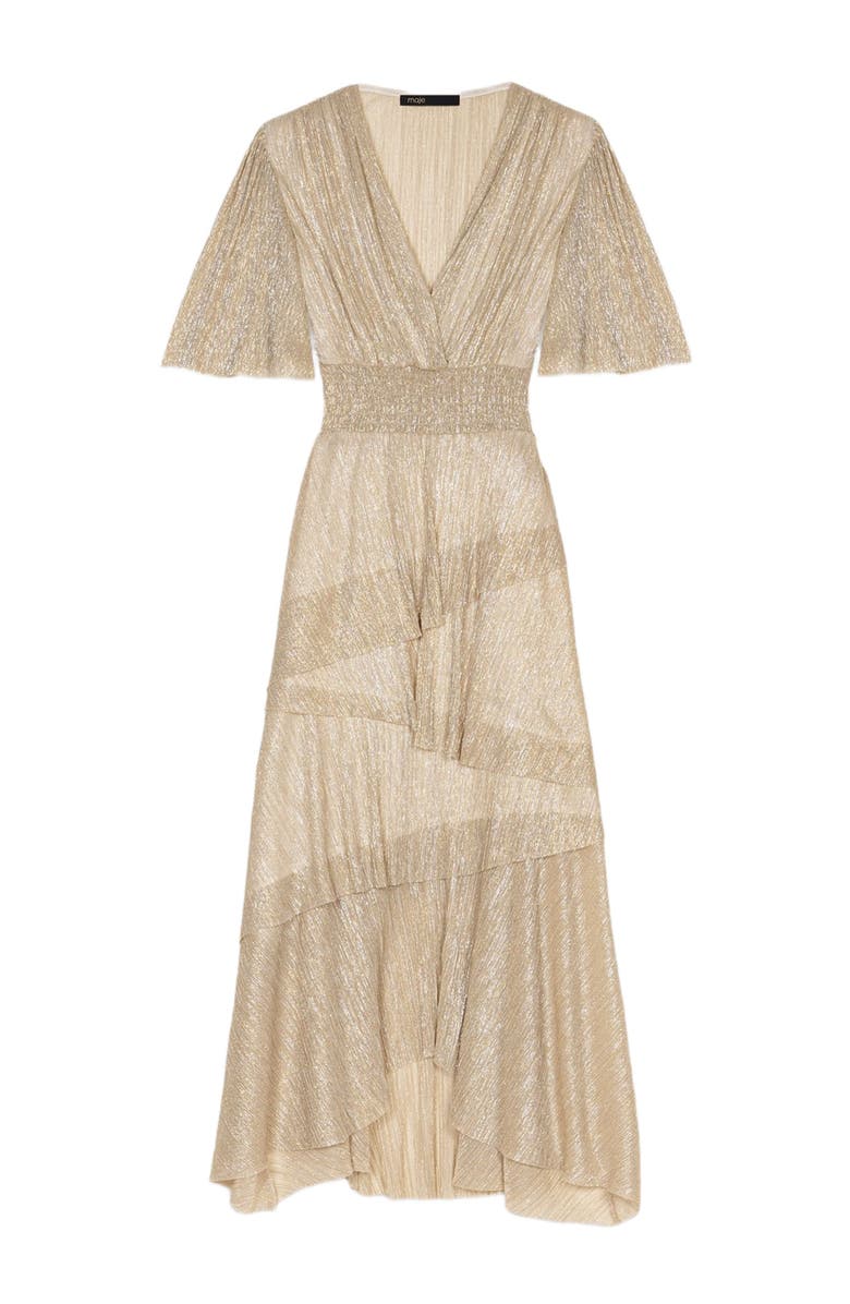 maje Metallic ruffled dress, Alternate, color, 