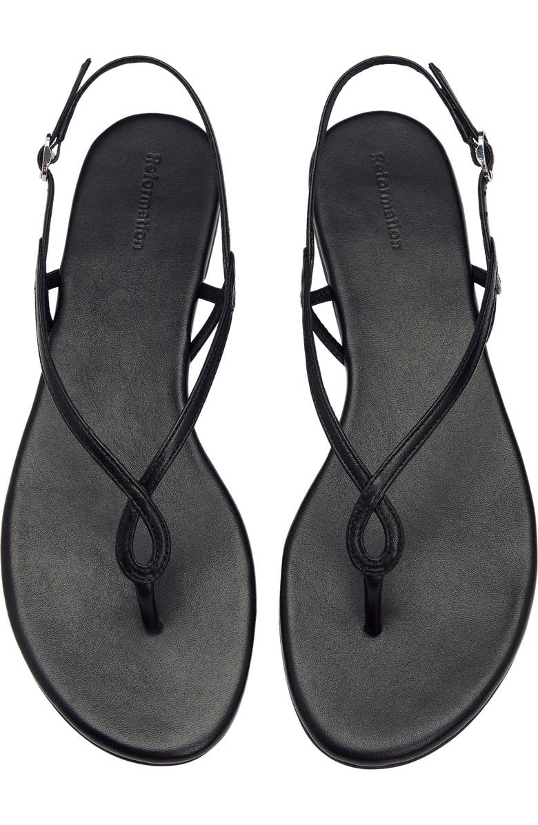 Reformation Luna Flat Sandal, Alternate, color, Black Leather