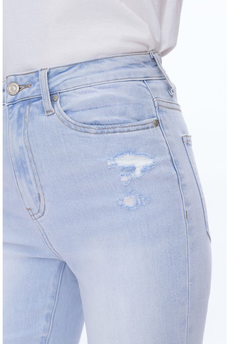 Raw Hem Ripped High Waist Straight Leg Jeans, Alternate, color, SKY BLUE
