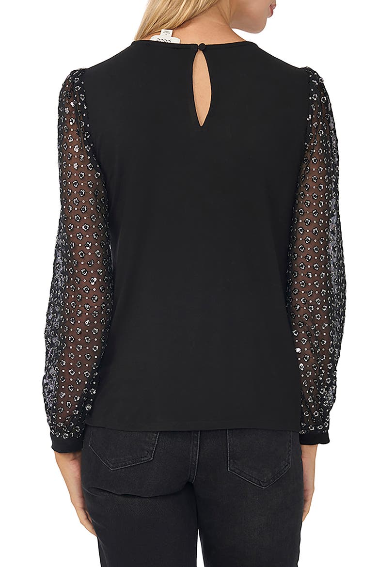 Mixed Media Long Sleeve Top, Alternate, color, RICH BLACK
