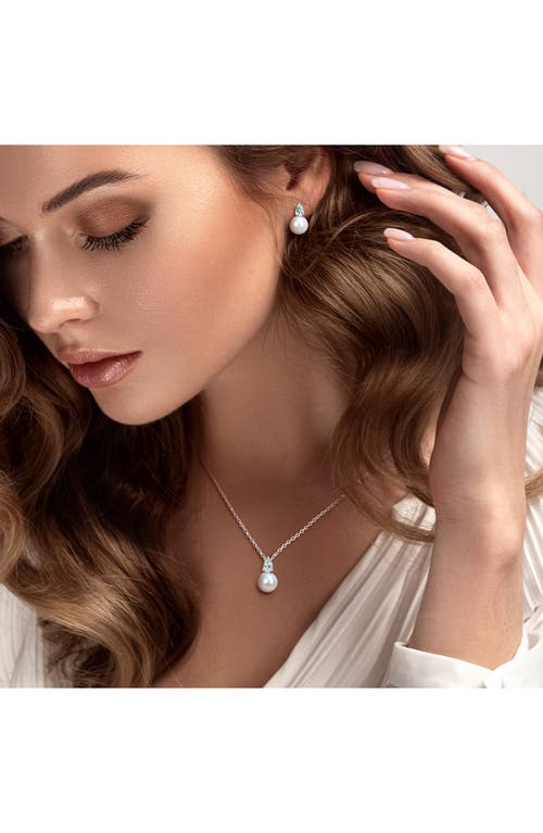 Delmar Aquamarine & Freshwater Pearl Stud Earrings & Pendant Necklace Set