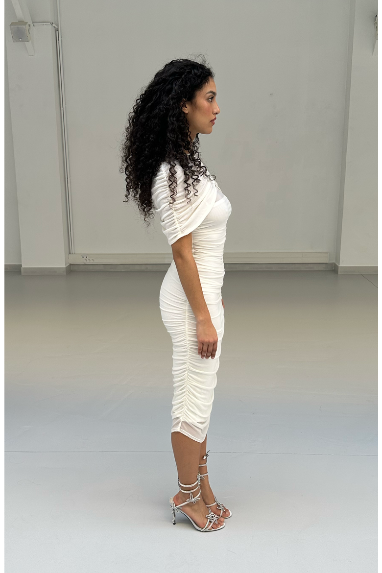 Zola Mesh Cape Midi Dress, Alternate, color, Cream