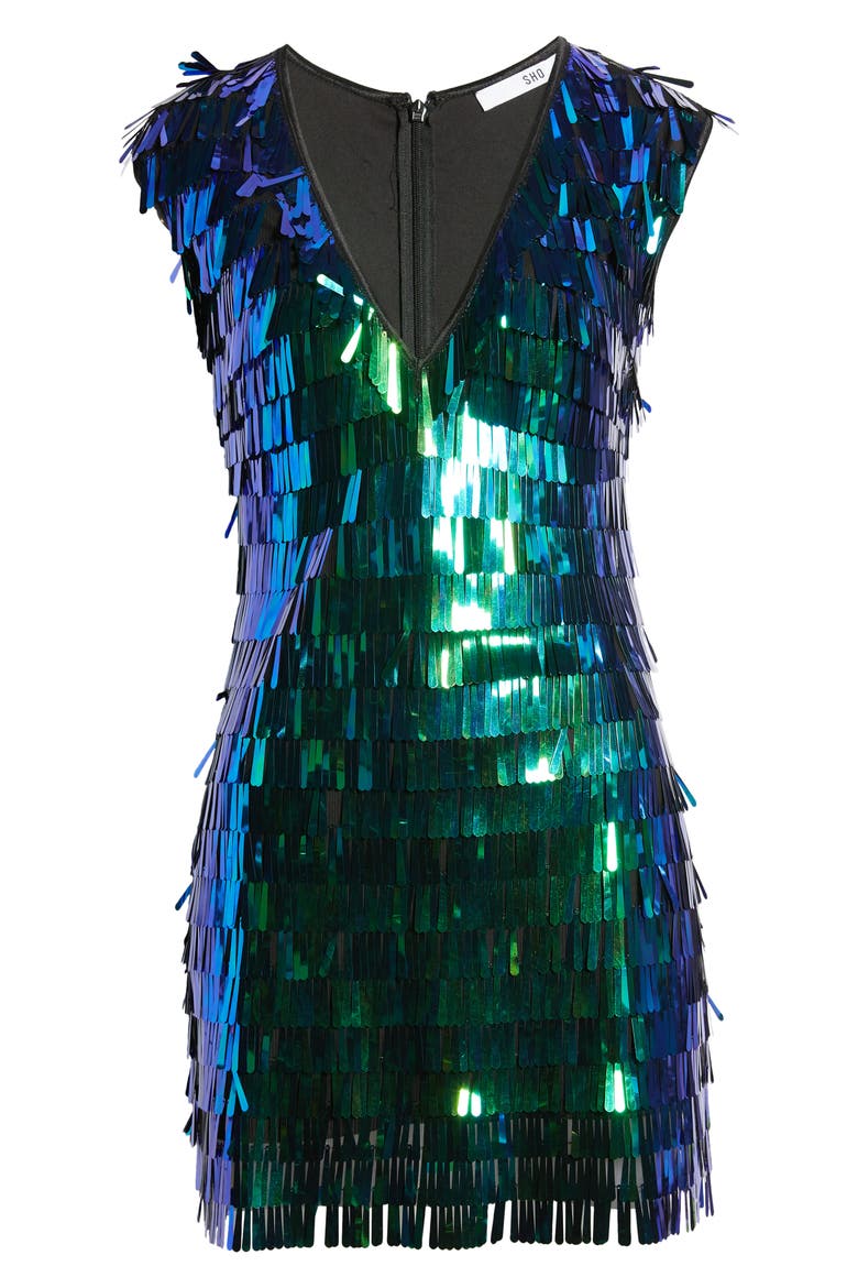 Fringe Sequin Minidress, Alternate, color, SHAMROCK