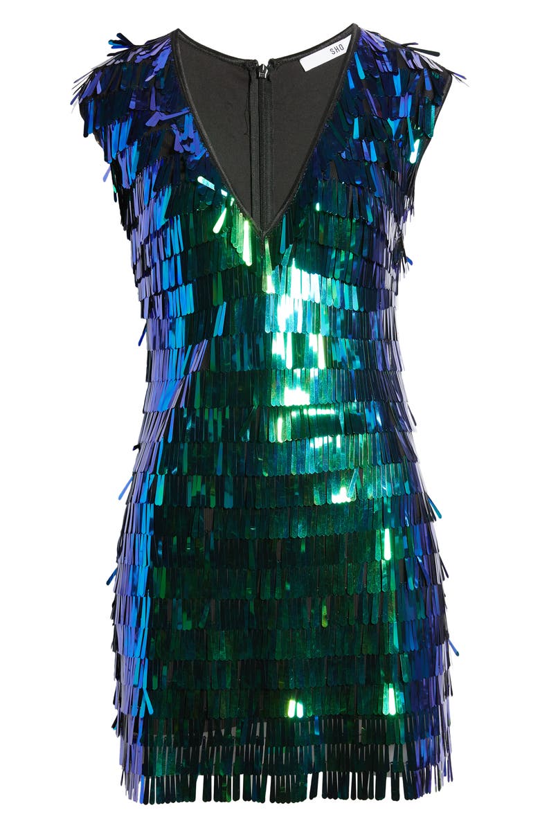SHO by Tadashi Shoji Fringe Sequin Minidress, Alternate, color,