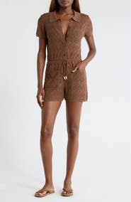 Elan Pointelle Cover-Up Sweater Romper