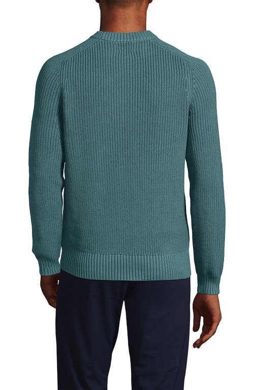 Lands' End Drifter Cotton Crewneck Sweater In Green