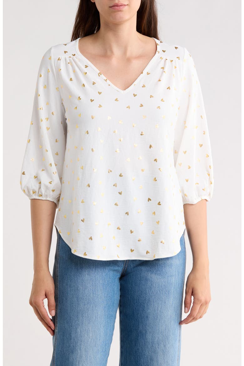 Print Keyhole Top, Main, color, IVORY