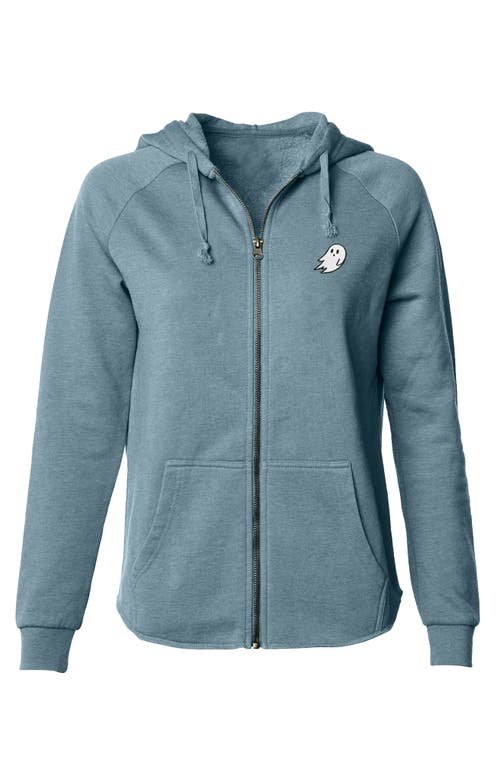 Dalix Ghost Zip Fleece Hoodie In Misty Blue